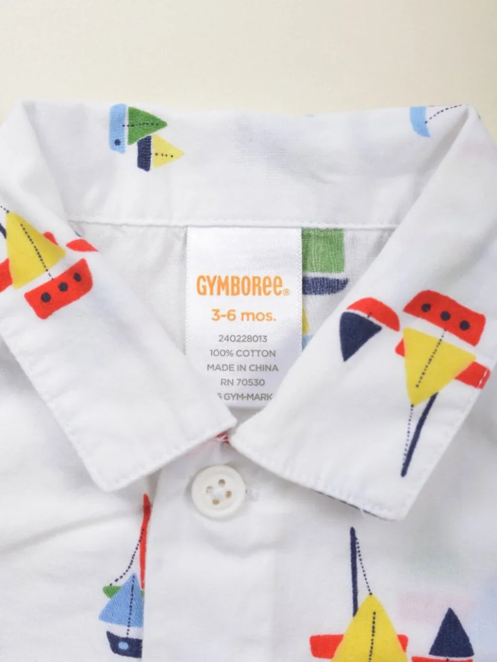 Gymboree Sailboat Print Nautical Cotton Button Down Shirt Baby Boy 3 - 6 month